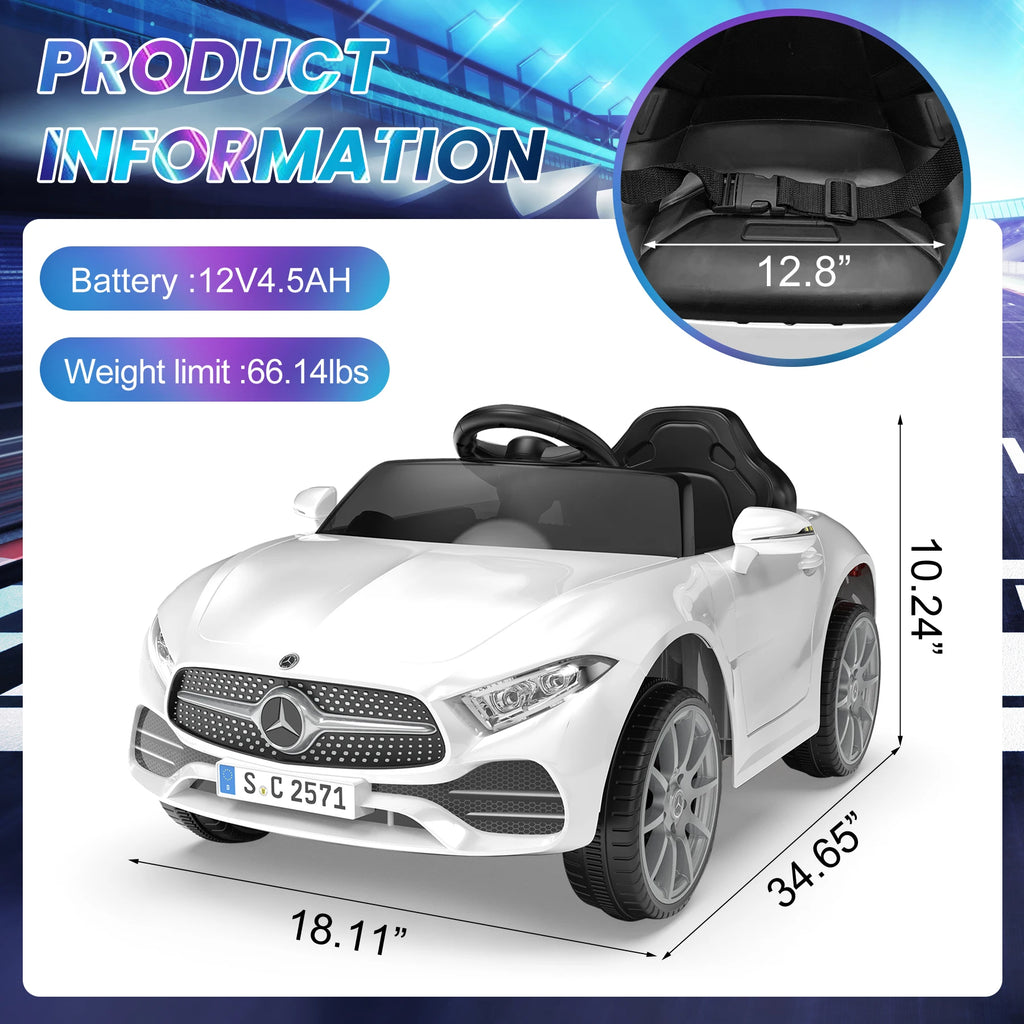 Mercedes-Benz Kids 12V Electric Ride-On Car with Remote Control | Ages 2–5 | White