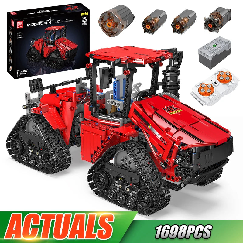 Mould King 18020 Technical Pneumatic Crawler Tractor Building Block Toy RC Car MOC-35270 - App-Controlled Remote Vehicle, Kids Construction Brick Set, Perfect Christmas Gift