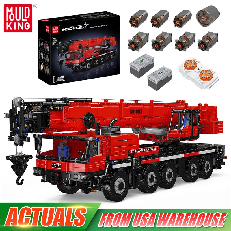 Mould King 17073 17074 Technical RC LTM 1110 Crane Building Block Toy - App-Controlled Engineering Truck, Kids Construction Brick Set, Perfect Christmas Gift